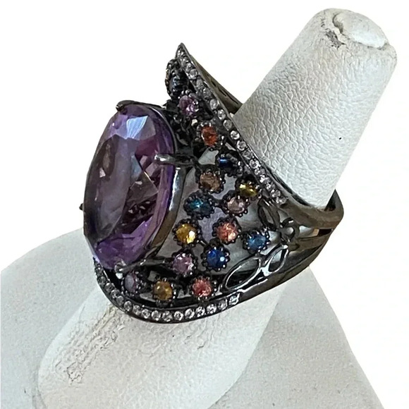 High End Unique Rhinestone Cocktail Ring - Picture 3 of 5